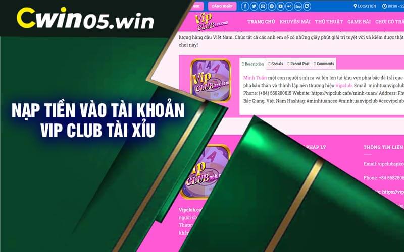 Nạp Tiền Vào Tài Khoản VIP Club Tài Xỉu